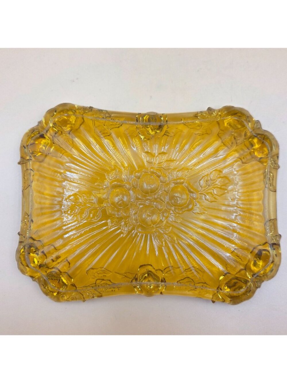 Fenton Rose Amber Soap Dish Colonial Amber Rose Design Vintage Glass - Picture 3 of 5